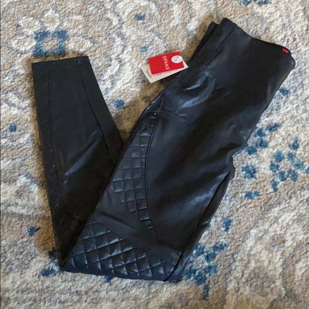 Spanx Faux Leather Quilted Leggings